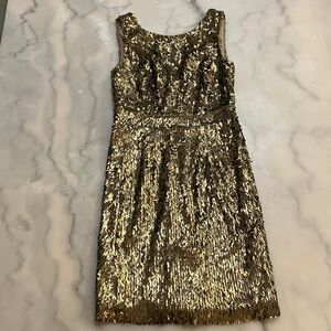 BCBGMaxAzria Gold Bronze Cocktail Prom Y2K Sequin Mini Dress
